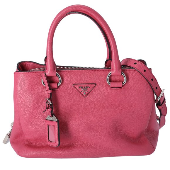 PRADA Triangle Logo Triple Compartment Satchel Handbag BN2853 Pink Leather - Picture 1 of 10